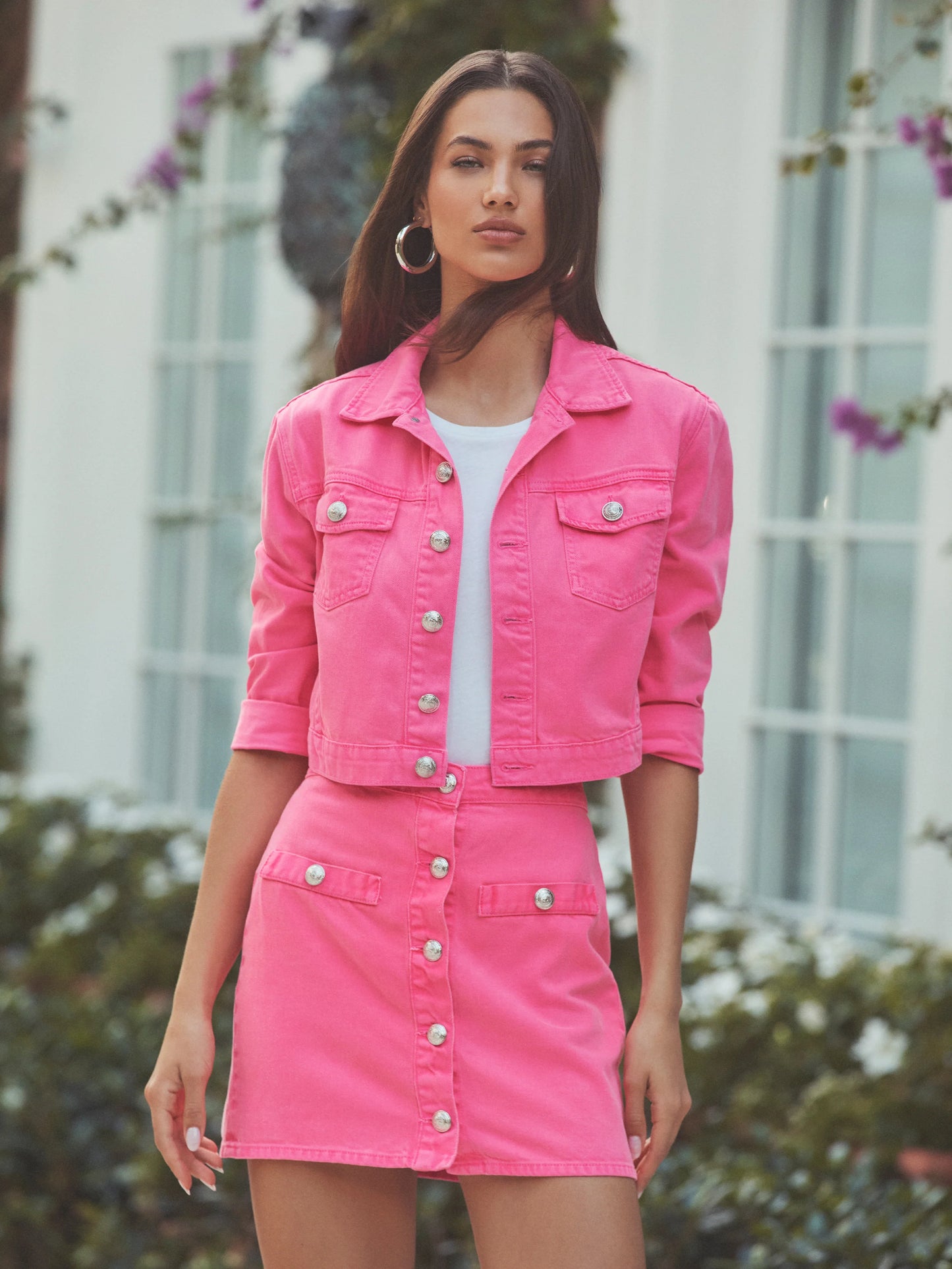 KRIS DENIM MINI SKIRT - PINK GLO