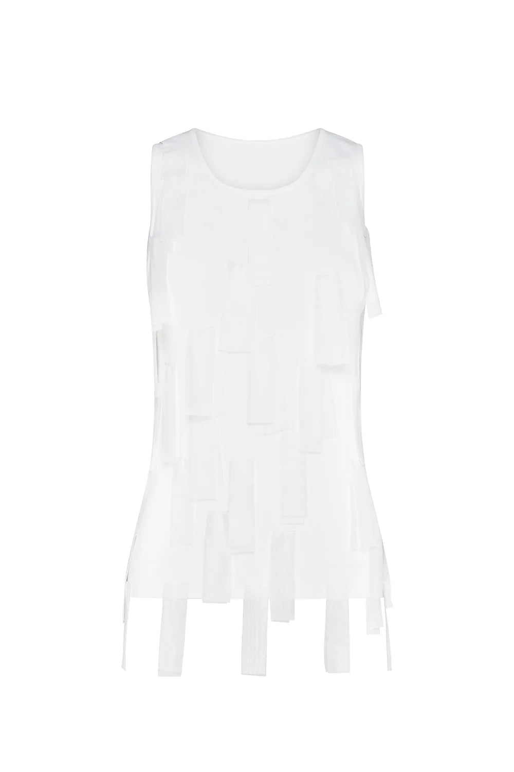 *PREORDER* FRINGE ACCENTS TOP - WHITE