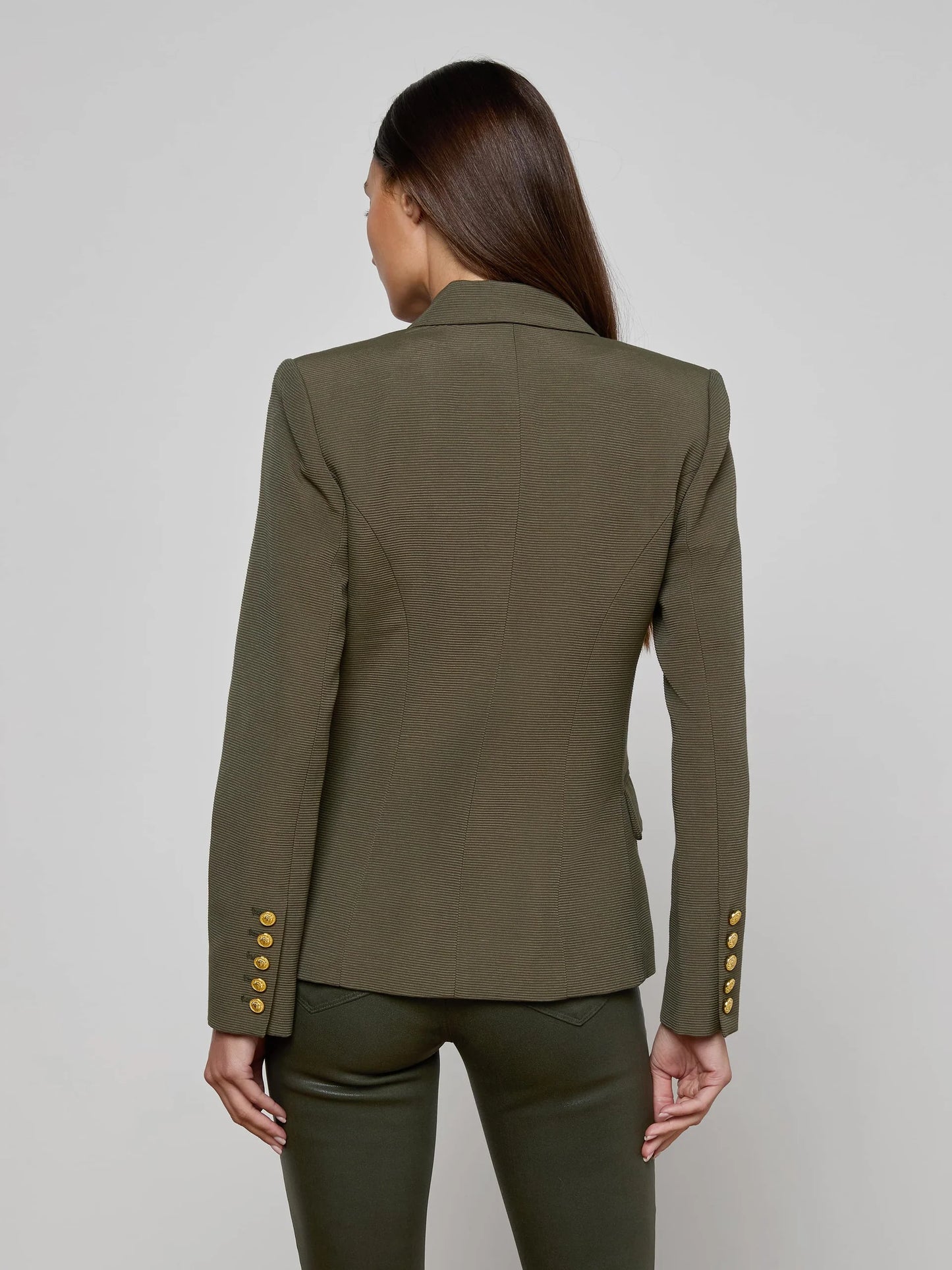 KENZIE BLAZER - DEEP OLIVER/HOUNDSTOOTH