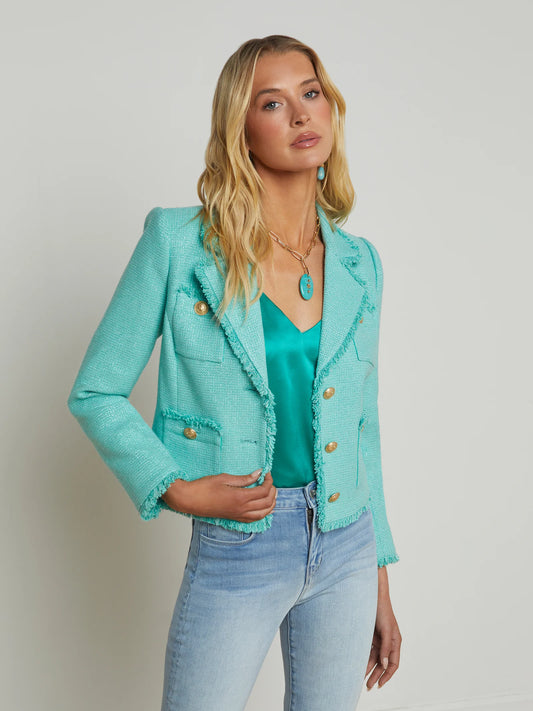 SYLVIA TWEED JACKET - AQUA/NICKEL