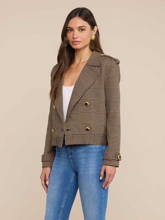 XOEY CROPPED TRENCH - BROWN/BLACK GLEN PLAID