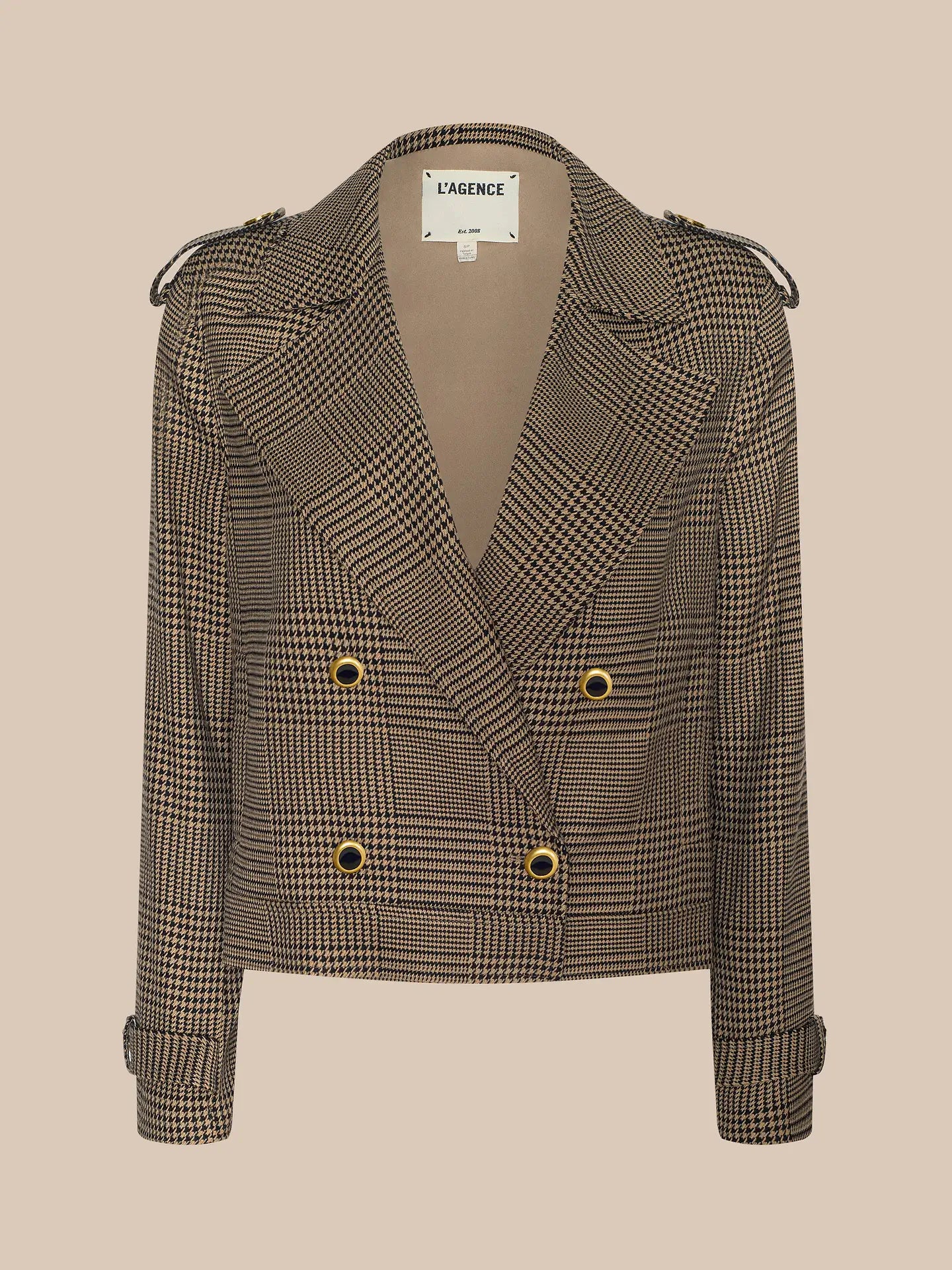 XOEY CROPPED TRENCH - BROWN/BLACK GLEN PLAID