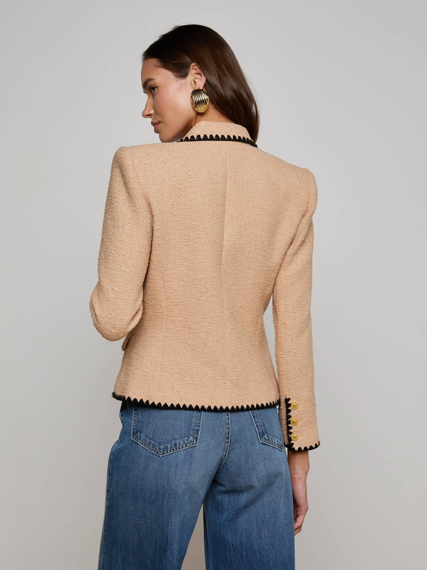 WYLLA TWEED BLAZER - CAPPUCCINO/BLACK
