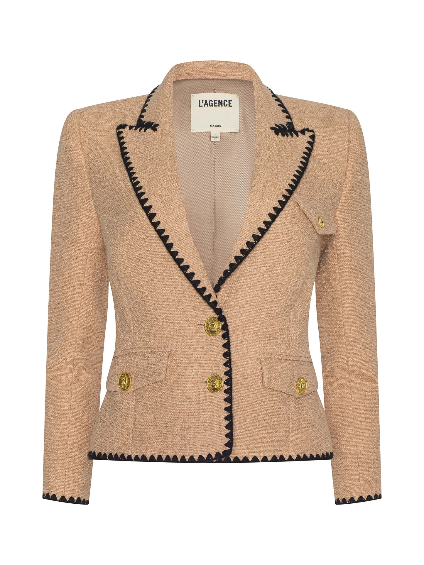 WYLLA TWEED BLAZER - CAPPUCCINO/BLACK