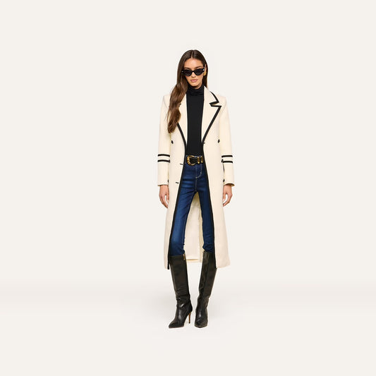 *PREORDER* IRENE LONG COAT COAT - IVORY/BLACK