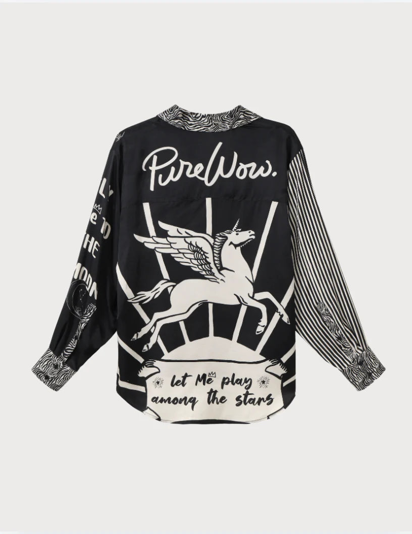 ISABEL PRINTED SHIRT - BLACK MAGIC