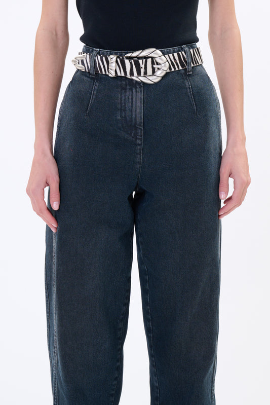 EMBELLA ZEBRA MEDIUM BELT - BLACK