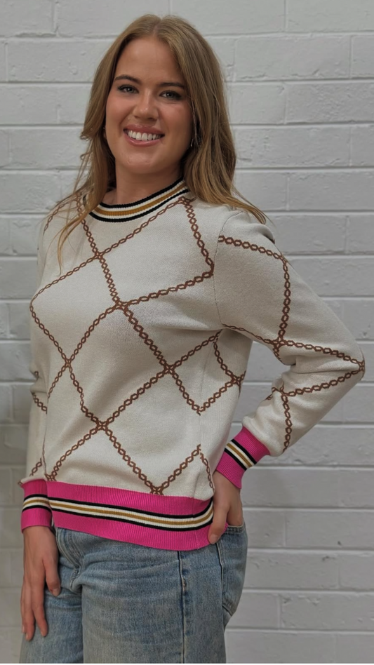 MILLIE CHAIN JUMPER - BEIGE