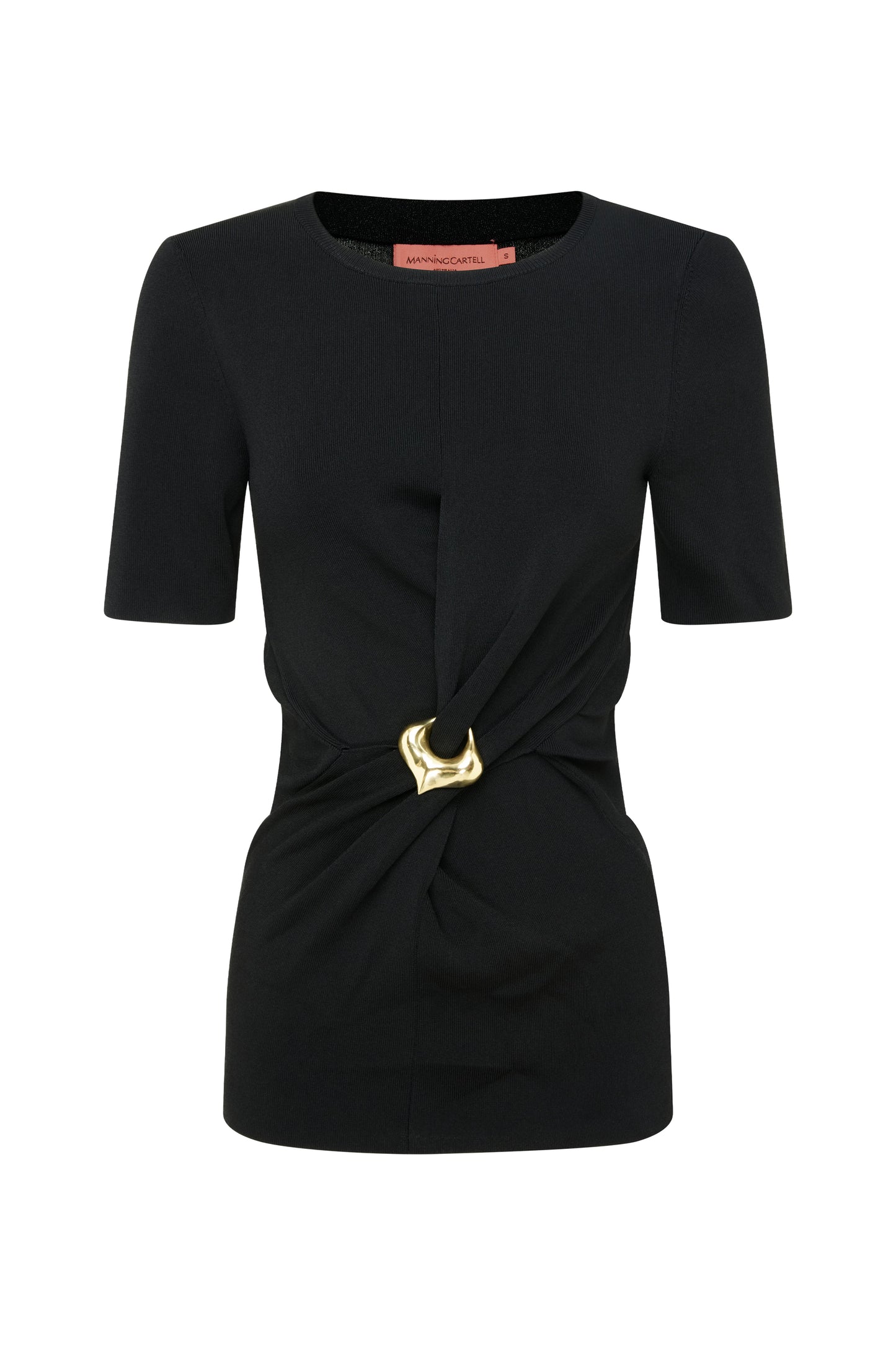 DRAMATIC TWIST KNIT TOP - BLACK