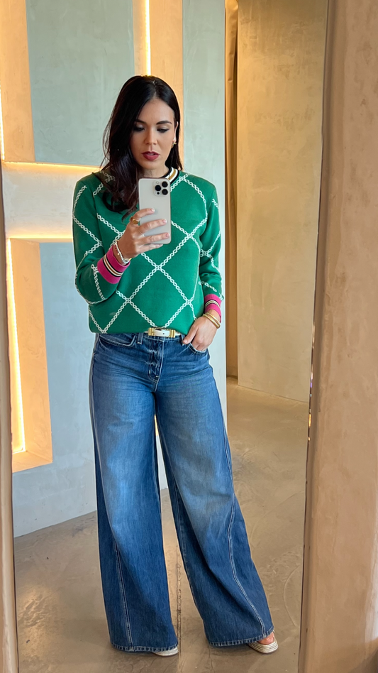 MILLIE CHAIN JUMPER - GREEN