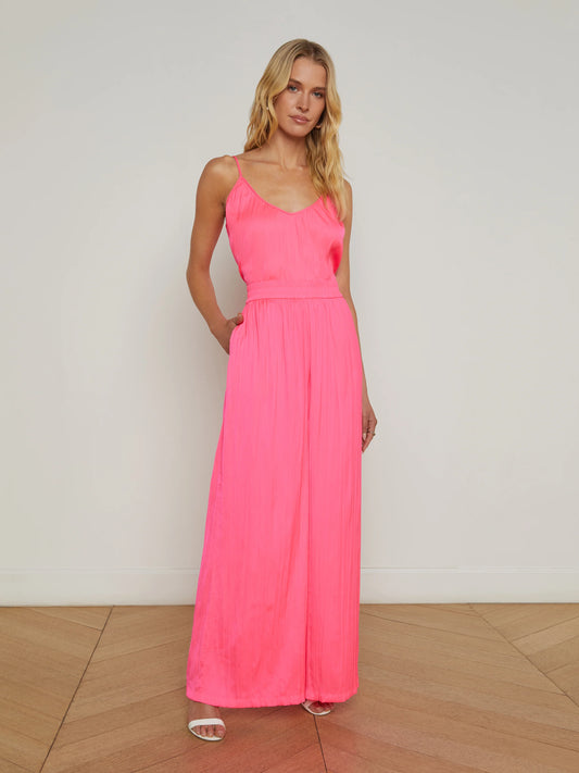 LILLIAN WIDE LEG PANT - SHOCKING PINK