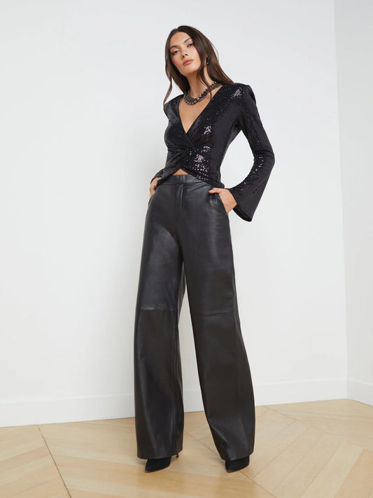 LIVVY LEATHER TROUSER - BLACK