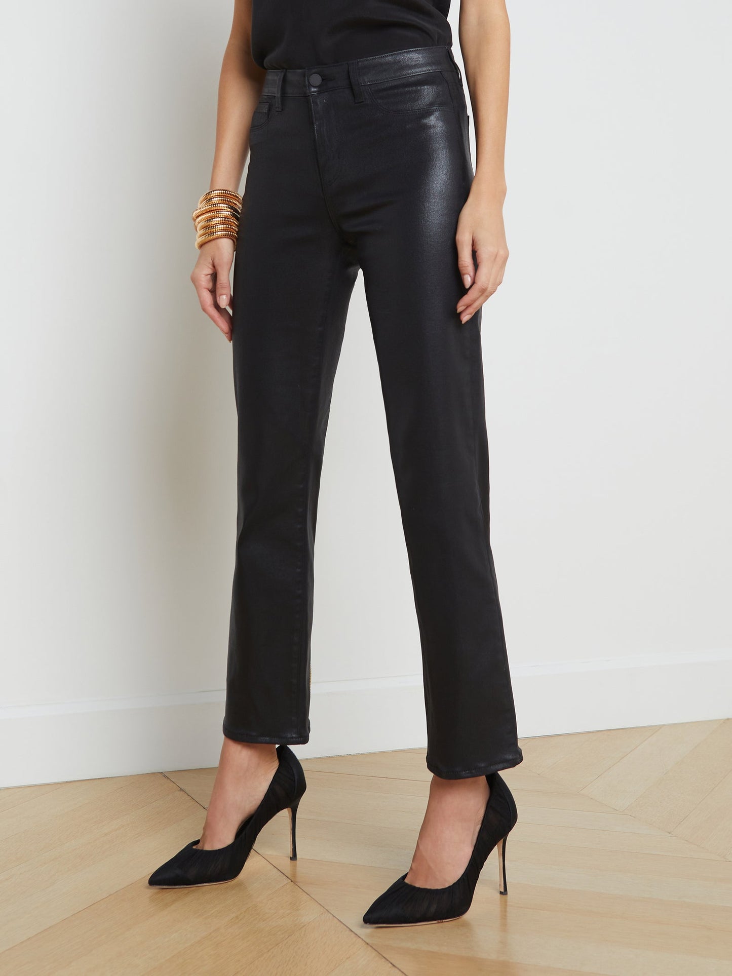 GINNY COATED JEAN - NOIR COATED