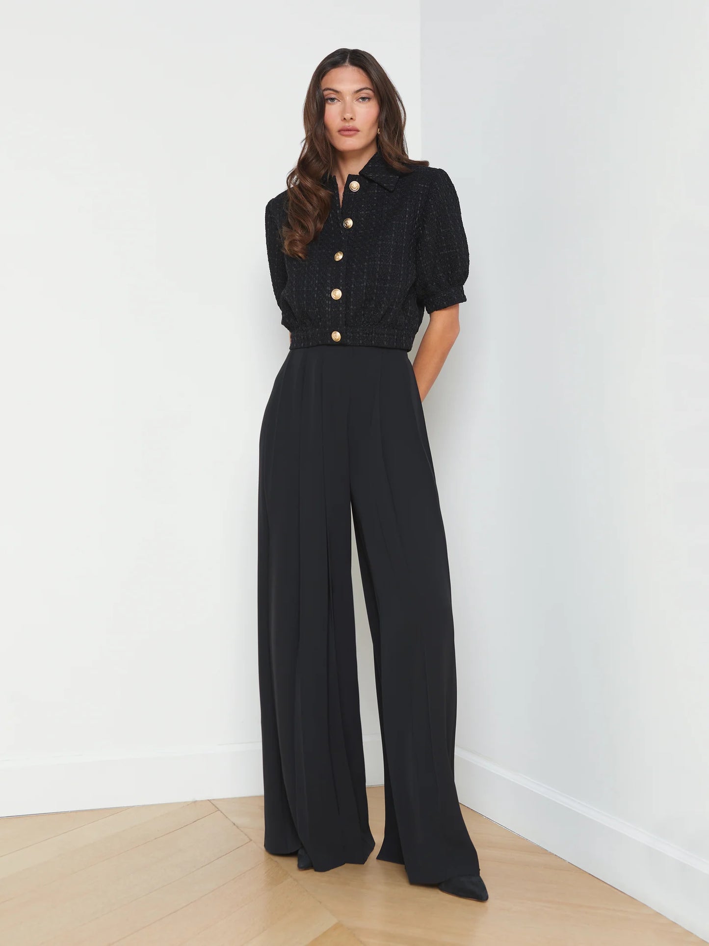 NOVA PLEATED PANT - BLACK