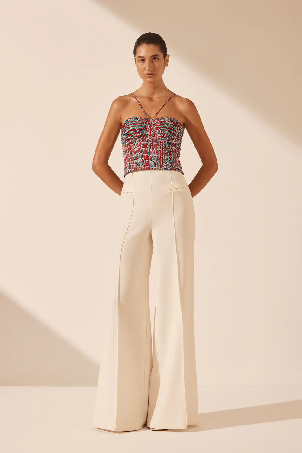 MARIBEL RUCHED BODICE - SAILOR RED/MULTI