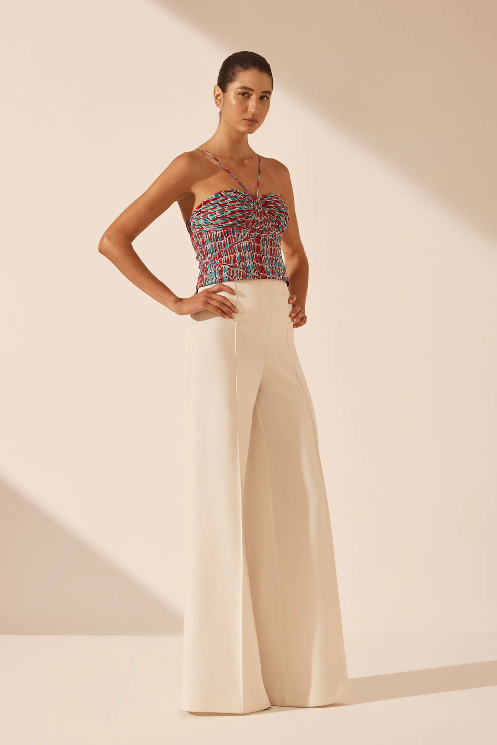 MARIBEL RUCHED BODICE - SAILOR RED/MULTI