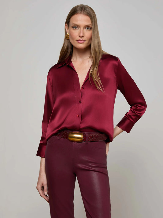 DANI SILK BLOUSE - BLACK CHERRY