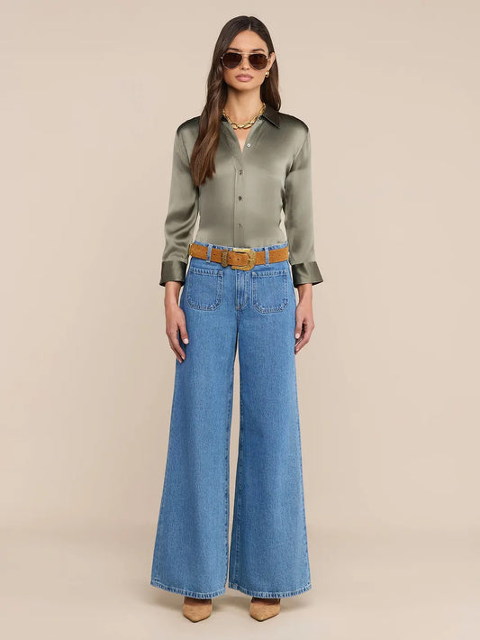 *PREORDER* DANI SILK BLOUSE - SMOKEY OLIVE
