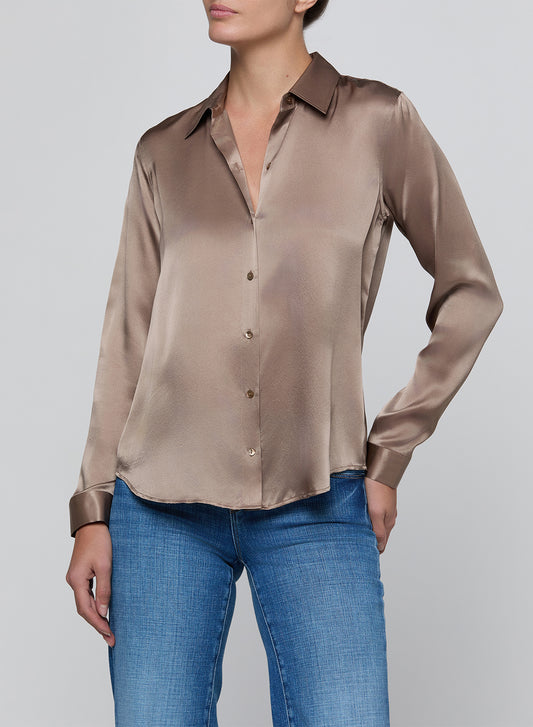 *PREORDER* TYLER SILK BLOUSE - LIGHT CARDAMOM