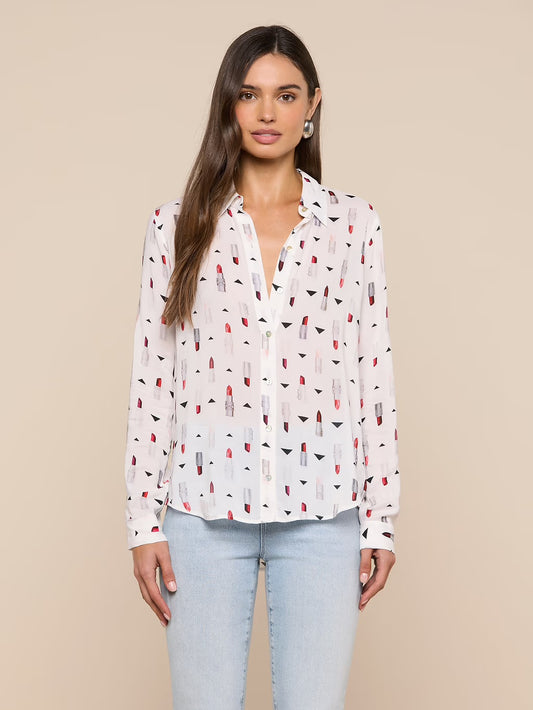 HOLLY BLOUSE - IVORY/LIPSTICK