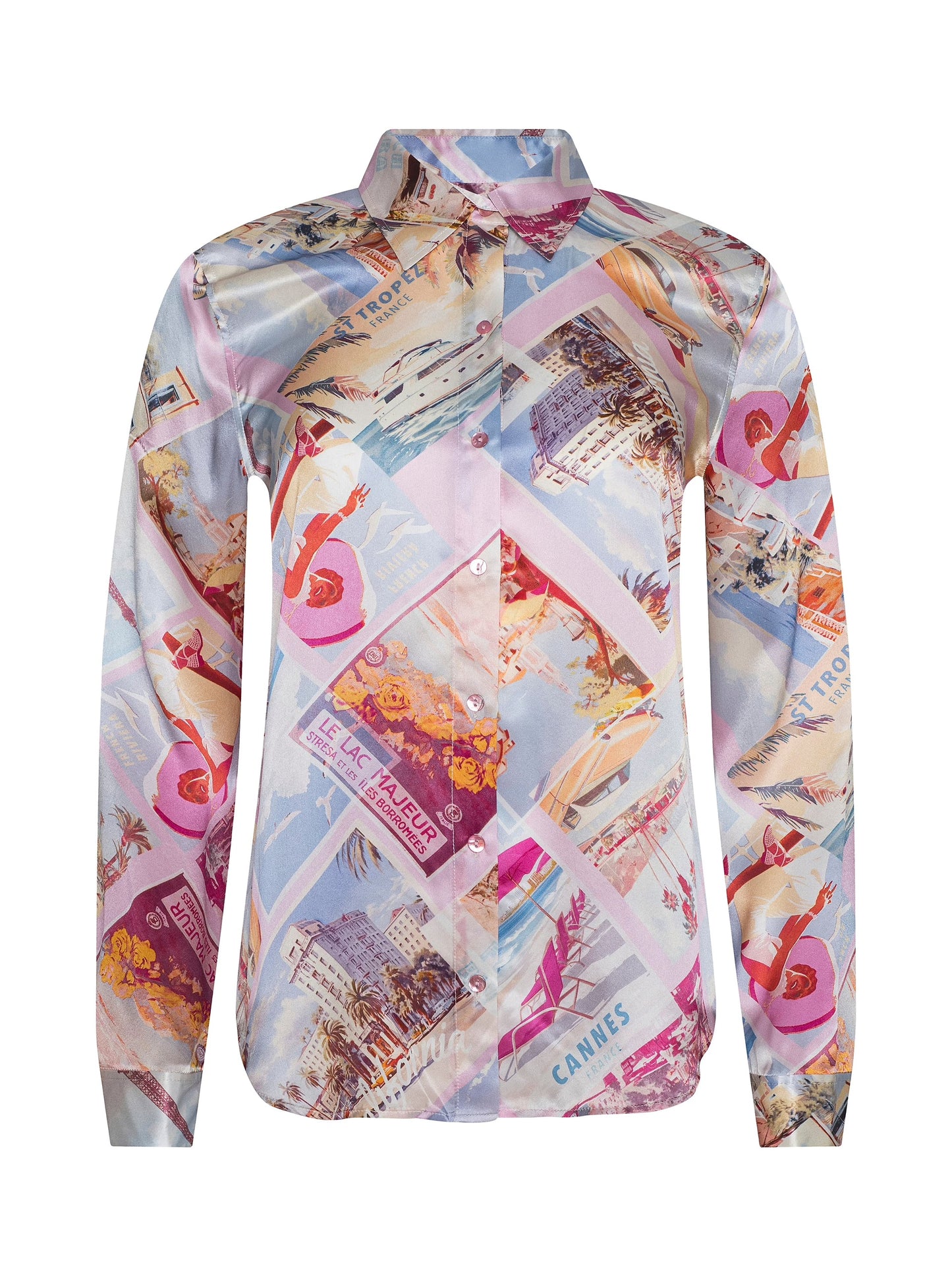 TYLER SILK BLOUSE - POSTCARD PRINT