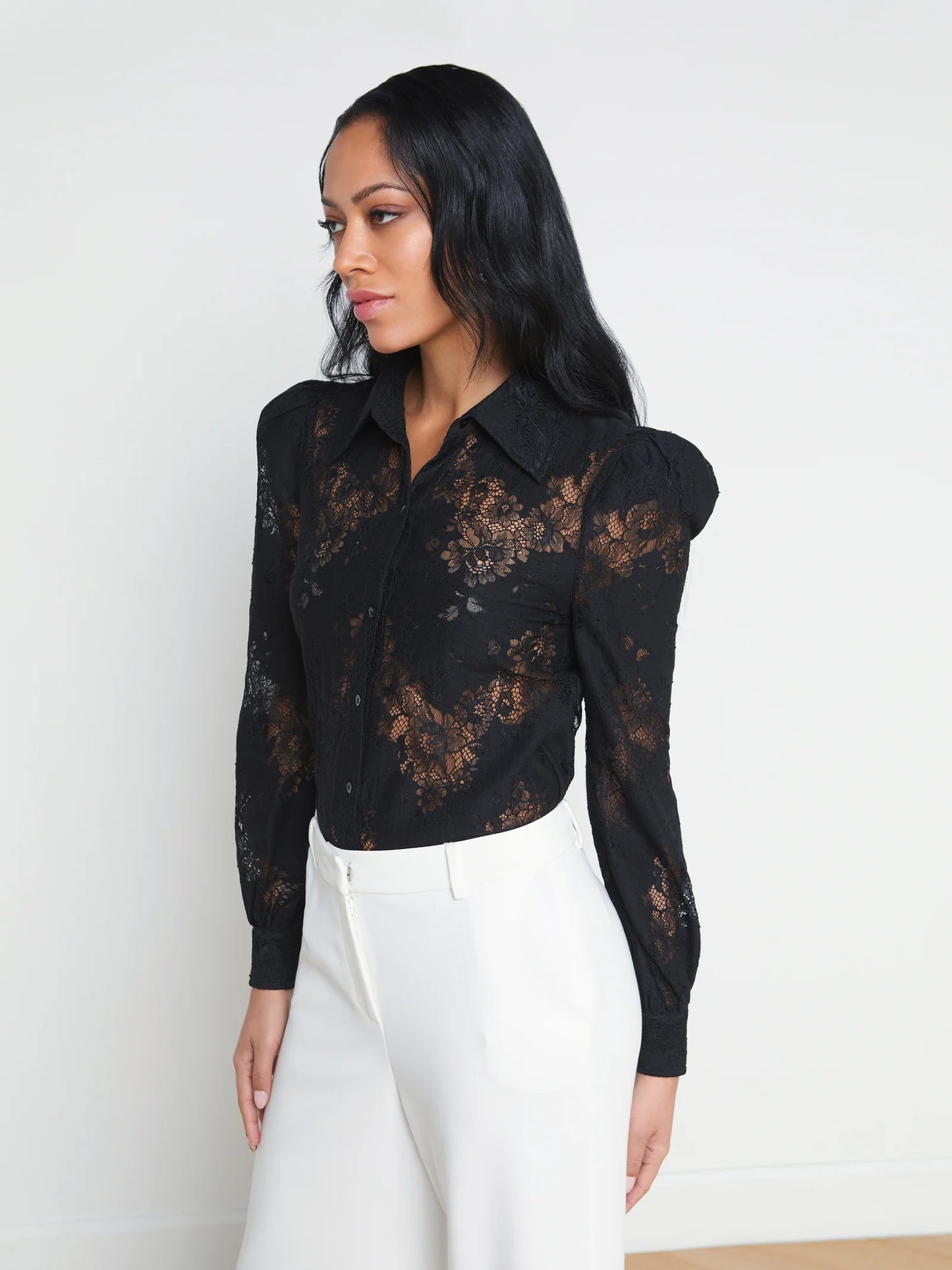 JENICA LACE BLOUSE - BLACK