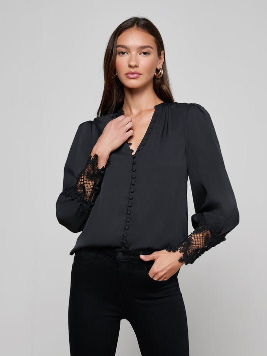 *PREORDER* AVA LACE BLOUSE - BLACK