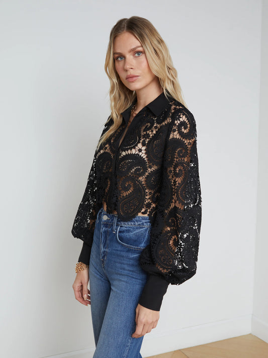 ODELIA LACE BLOUSE - BLACK