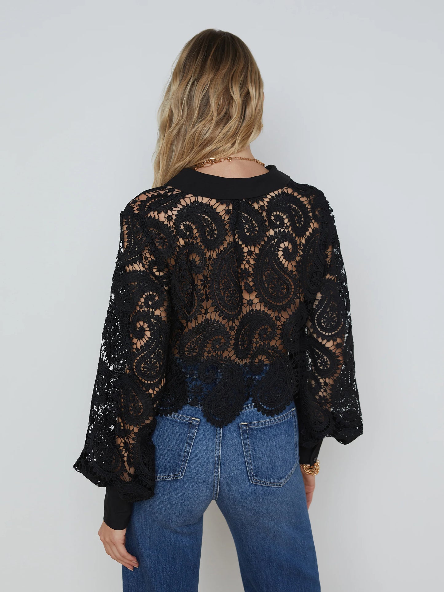ODELIA LACE BLOUSE - BLACK
