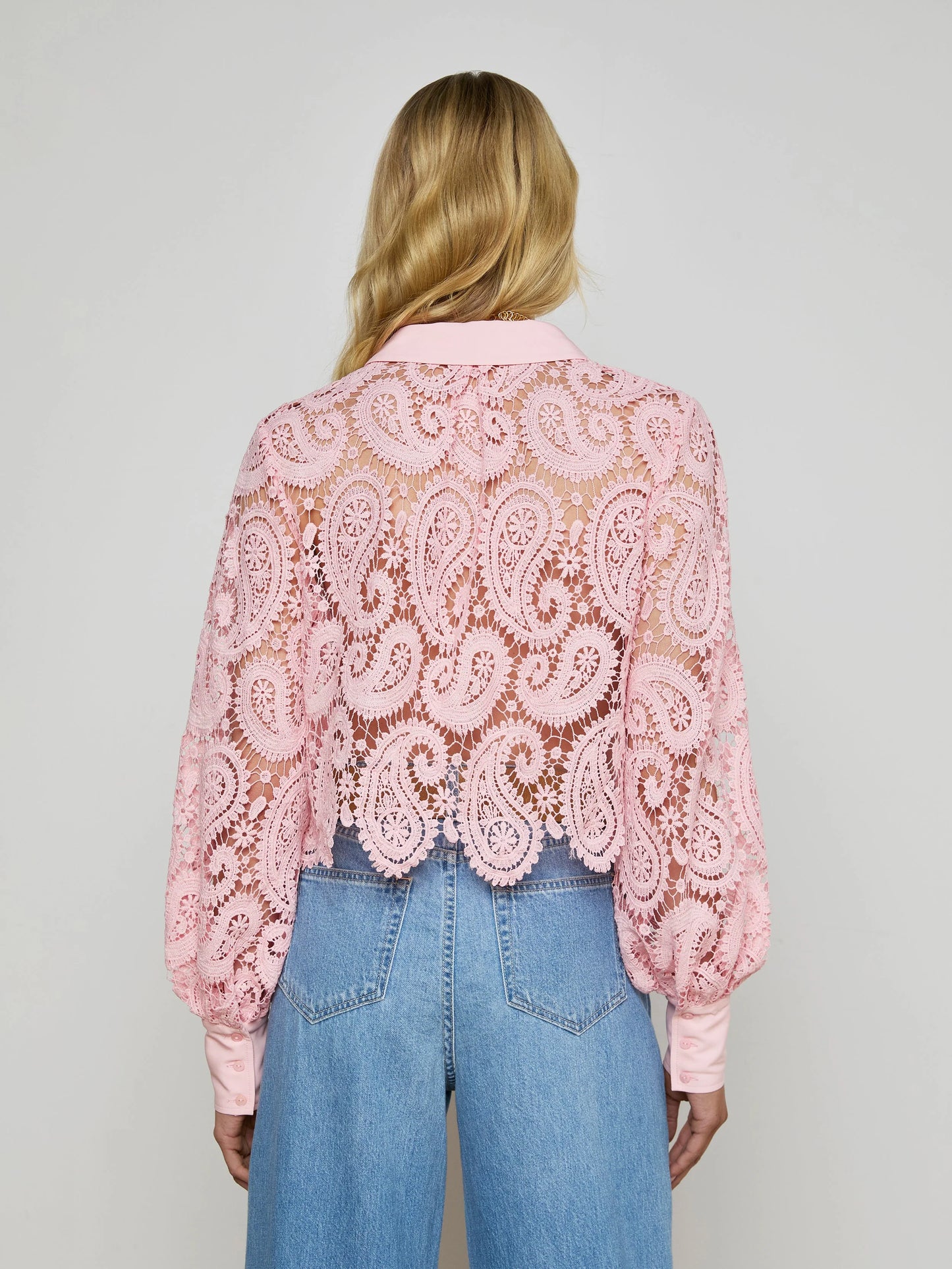 *PREORDER* ODELIA CROPPED LACE BLOUSE - BLUSH