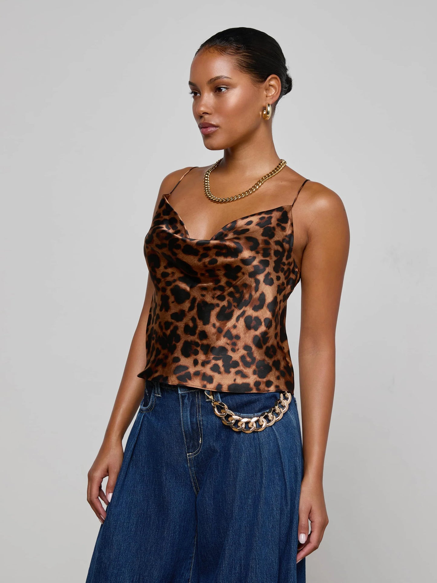 CALISTA COWL NECK CAMI - LEOPARD