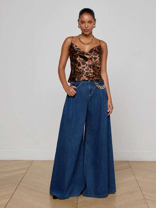 CALISTA COWL NECK CAMI - LEOPARD