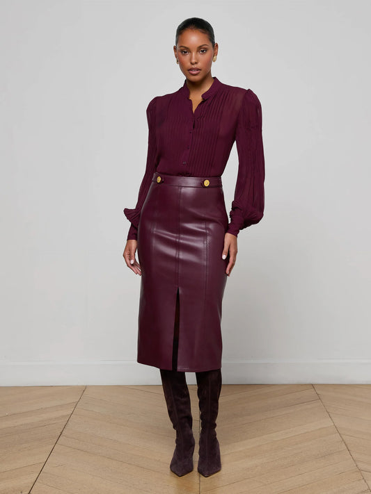 ARLETTE MIDI SKIRT - DARK PORT