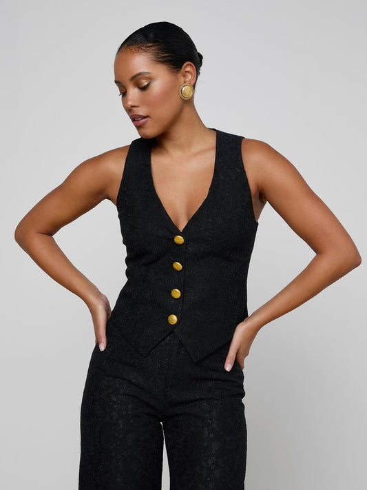 KINO LACE VEST - BLACK