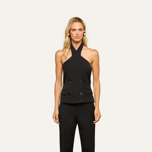 RHODA HALTER VEST - BLACK