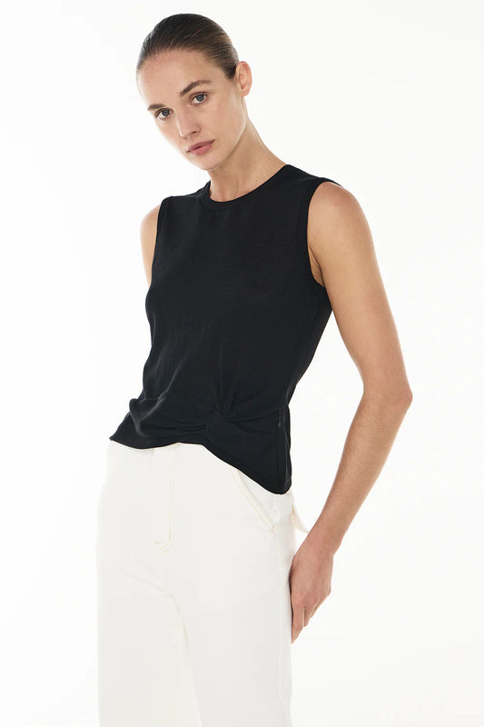 TWISTED KNIT TOP - BLACK