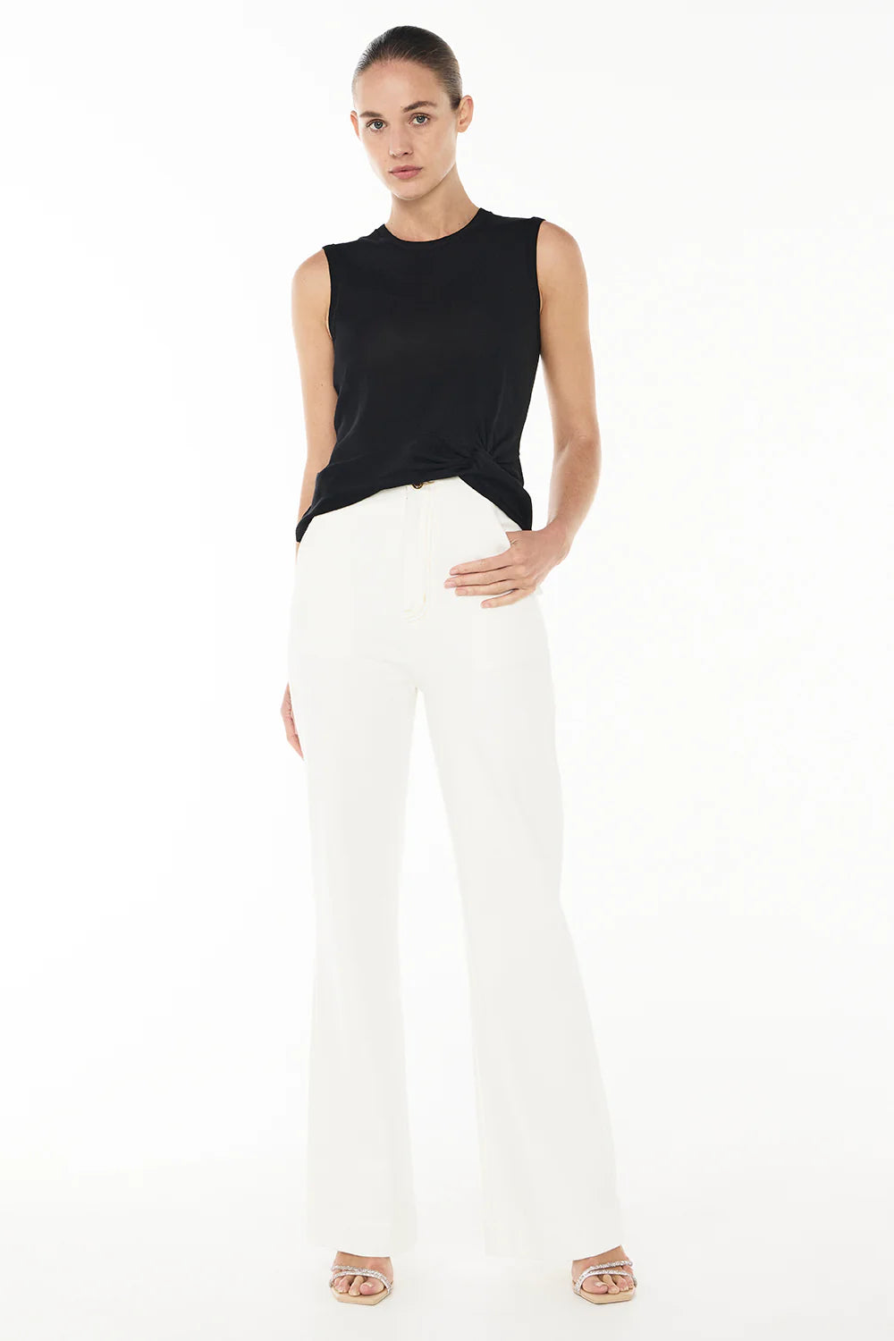 *PREORDER* TWISTED KNIT TOP - BLACK