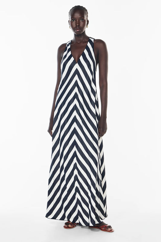 NEW BEAT MAXI DRESS- BLAK/WHITE