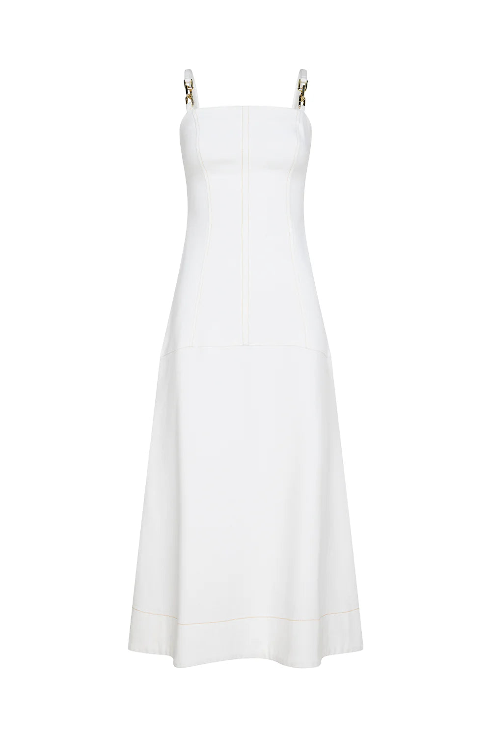 COTE BLANC DENIM MIDI DRESS - WHITE