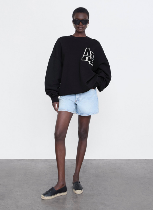 MILES OVERSIZED SWEATSHIRT LETTERMAN - BLACK