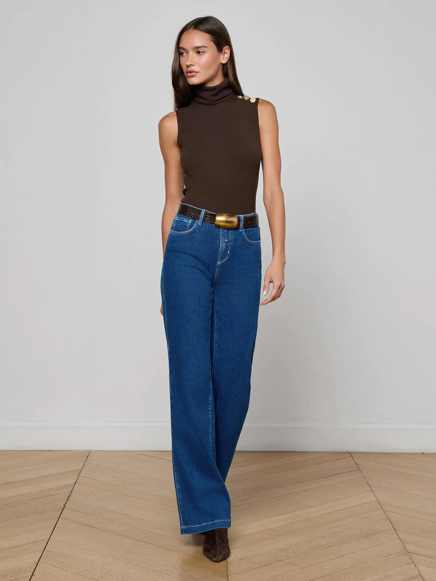 CECI TURTLENECK TOP - COFFEE BEAN