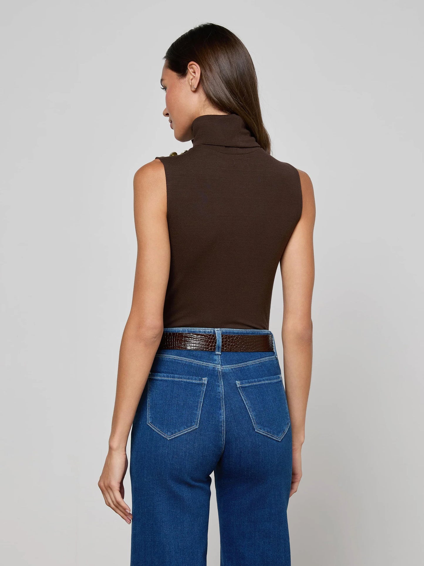 CECI TURTLENECK TOP - COFFEE BEAN