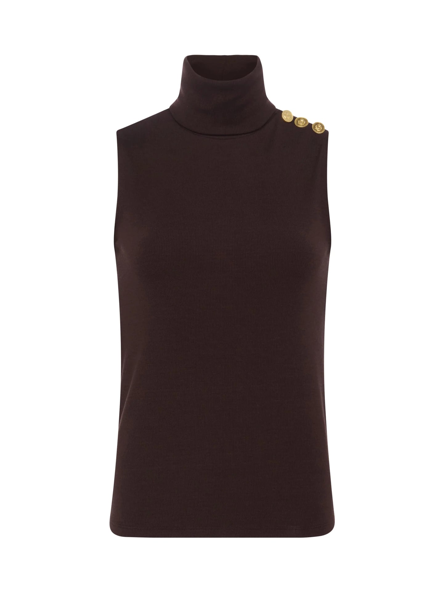 CECI TURTLENECK TOP - COFFEE BEAN