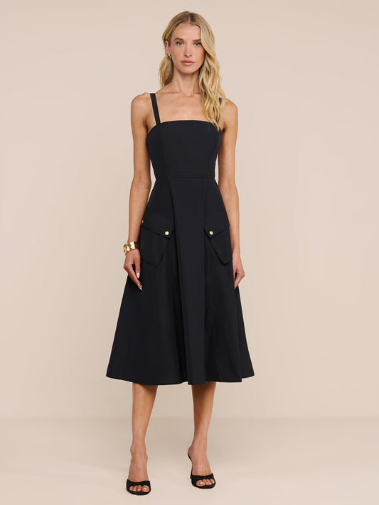 AYELA MIDI DRESS - BLACK/GOLD