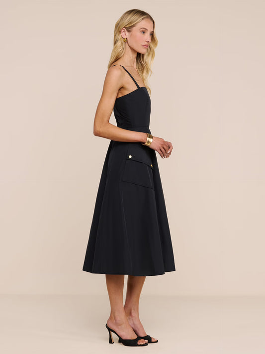 AYELA MIDI DRESS - BLACK/GOLD