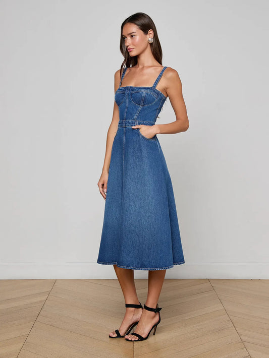 *PREORDER* JOVIE DENIM MIDI DRESS - DAWKINS