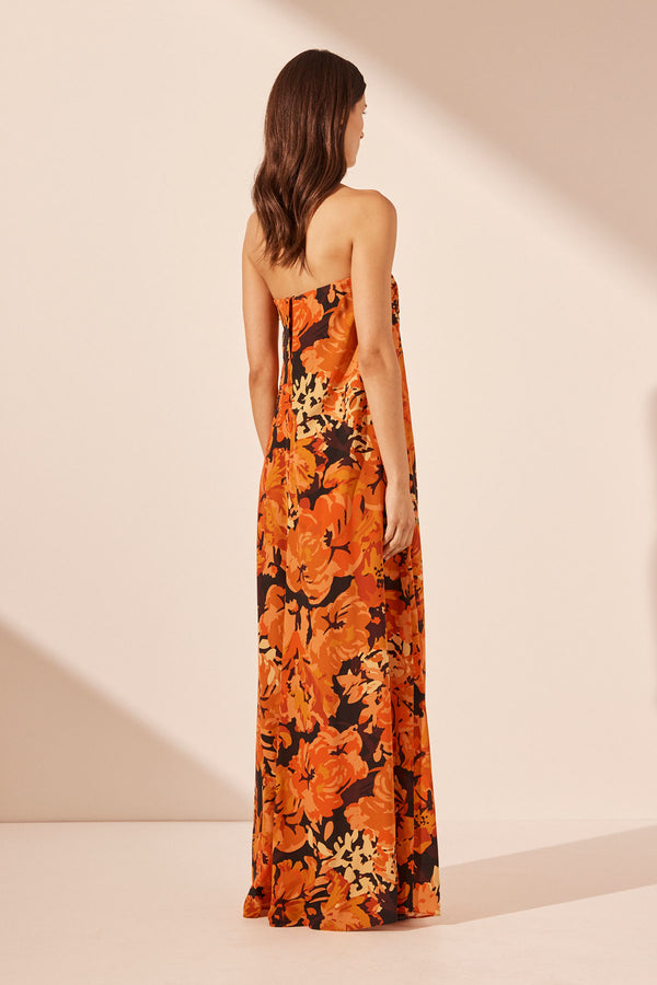 SANTOS STRAPLESS MAXI DRESS - TANGERINE/ MULTI