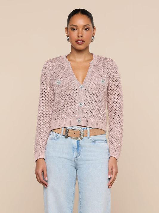 *PREORDER* BLANCA SEQUIN CARDI - ADOBE ROSE