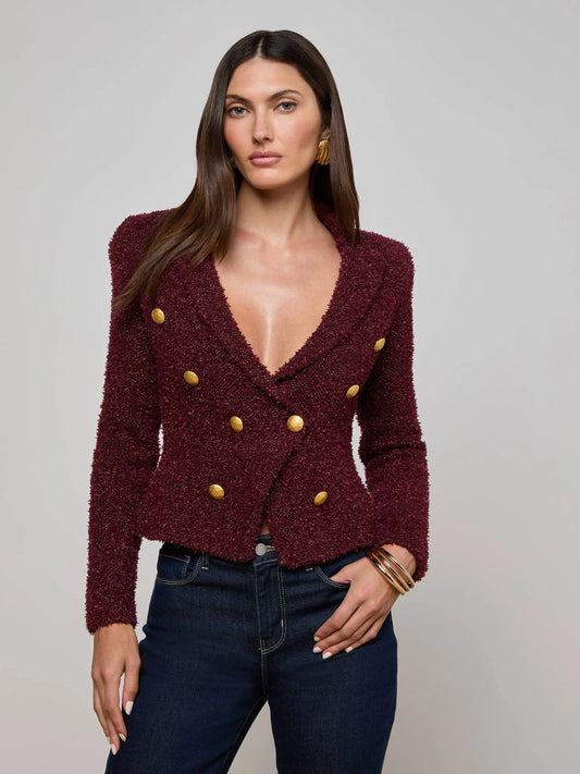 BETHANY KNIT BLAZER - DARK SYRAH/GOLD