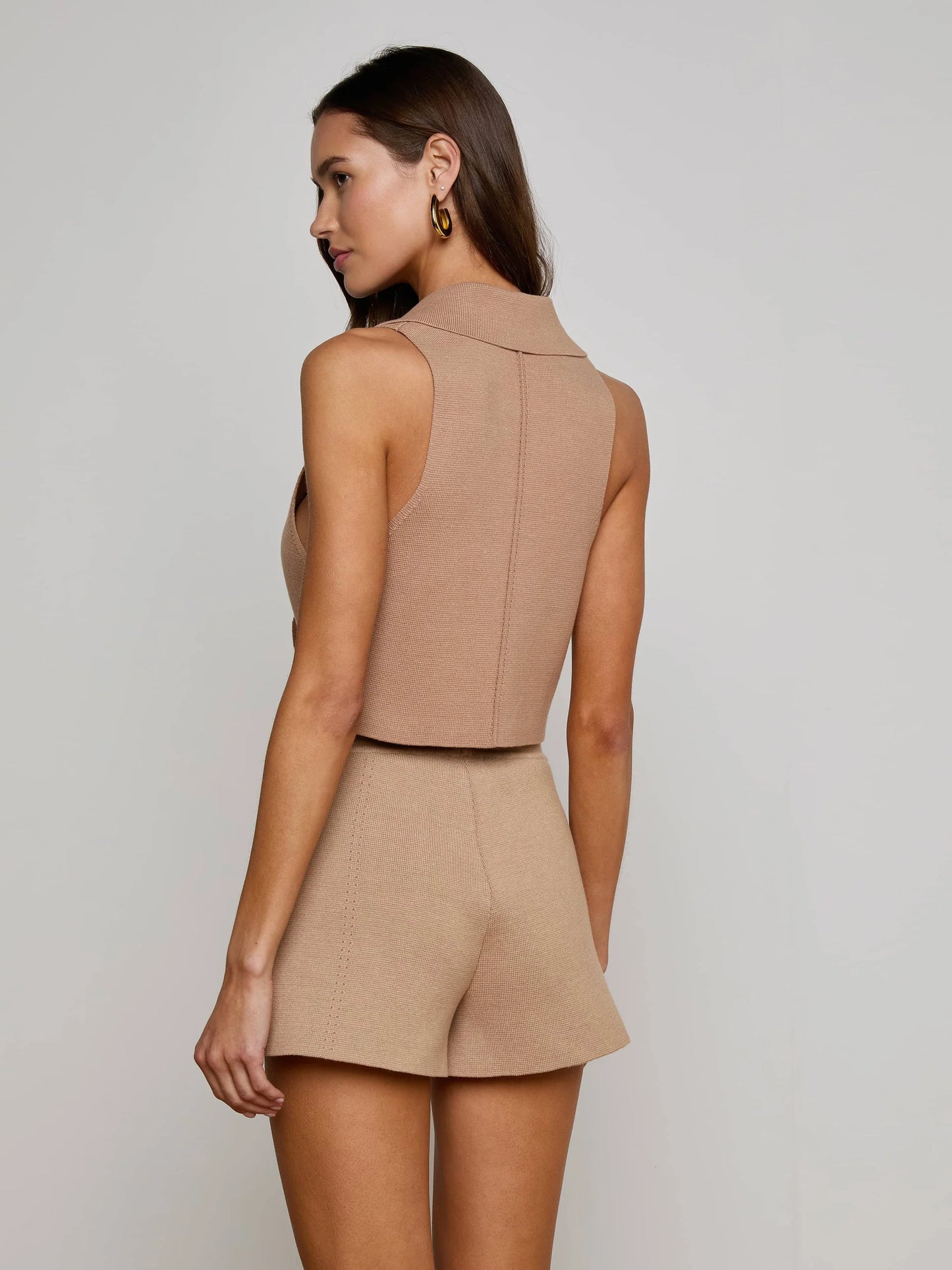ZADIE KNIT VEST - DARK CAPPUCCINO/GOLD